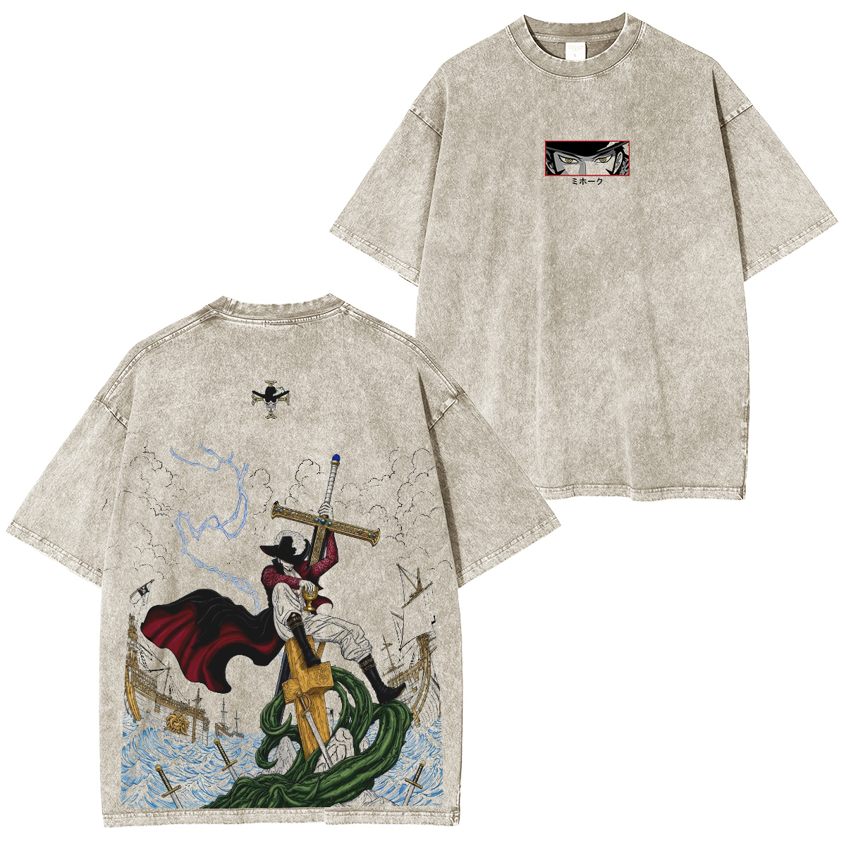 One Piece Dracule Mihawk Vintage washed T-shirt/Crewneck/Hoodie