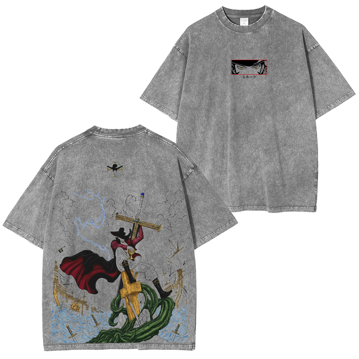 One Piece Dracule Mihawk Vintage washed T-shirt/Crewneck/Hoodie