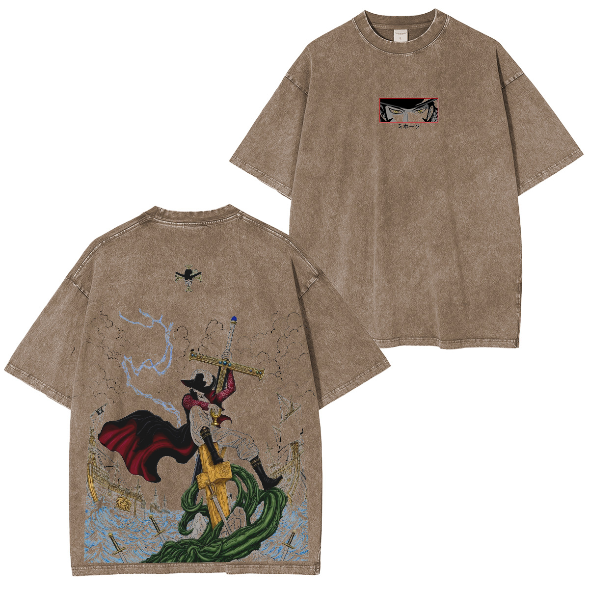 One Piece Dracule Mihawk Vintage washed T-shirt/Crewneck/Hoodie