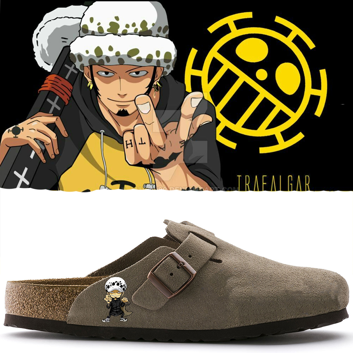  One Piece Anime Unisex Boston Soft Footbed Suede Leather