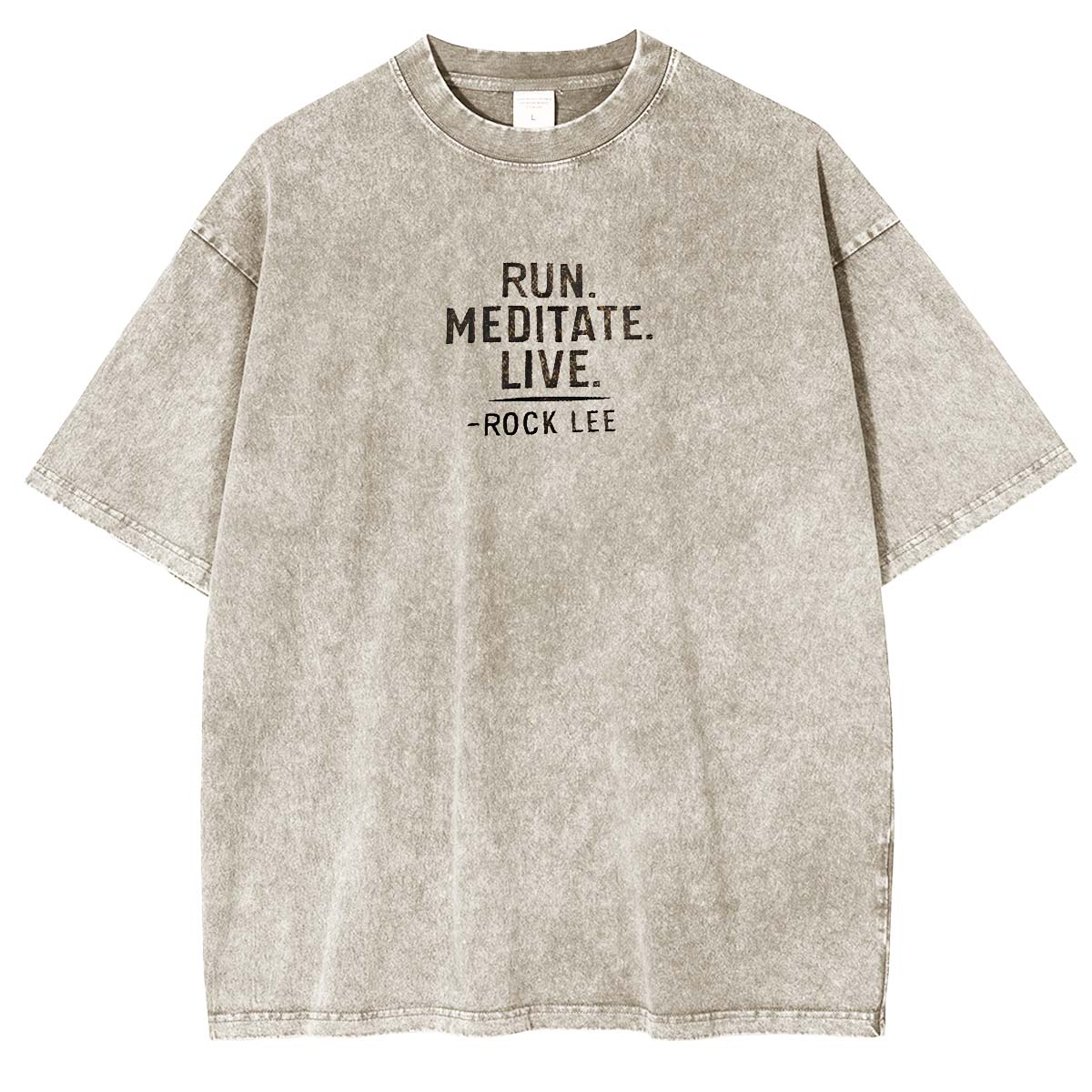 Rock Lee x Naruto Anime Double Printed Vintage Washed Tee