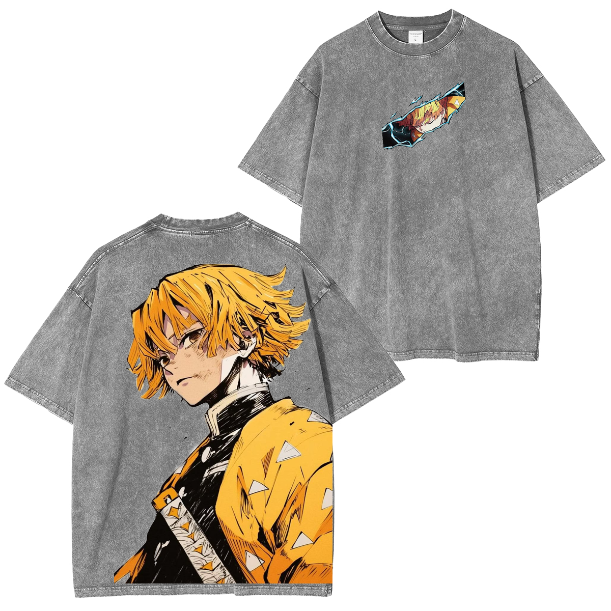 Demon Slayer Zenitsu Agatsuma Vintage Anime Washed T-shirt