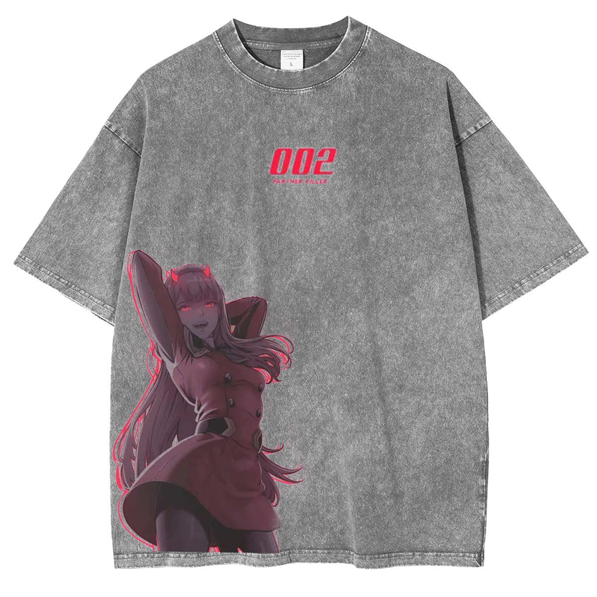 Zero Two Anime Washed T-shirt