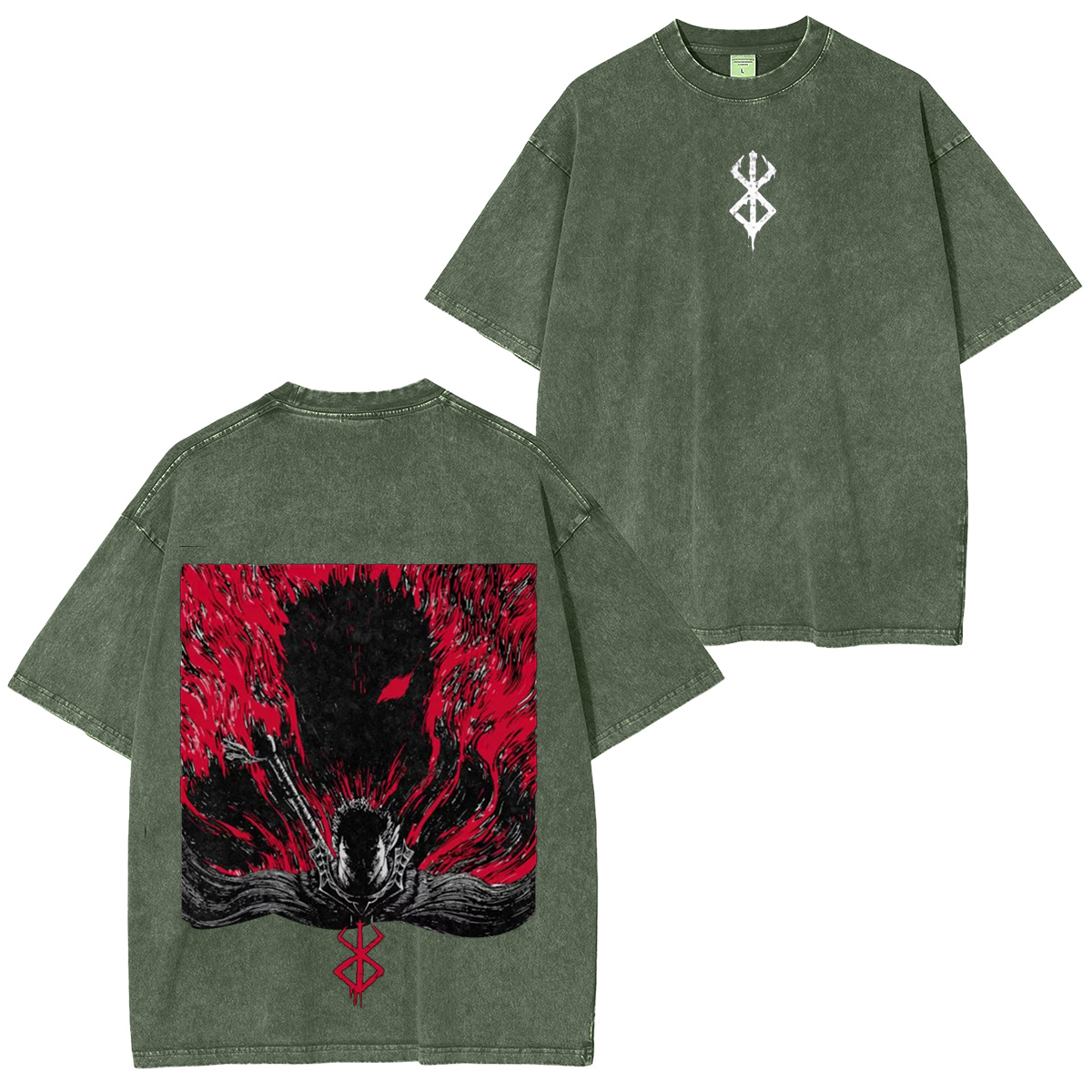 Berserk Anime Snow Washed Oversized Cotton Washed T-Shirt