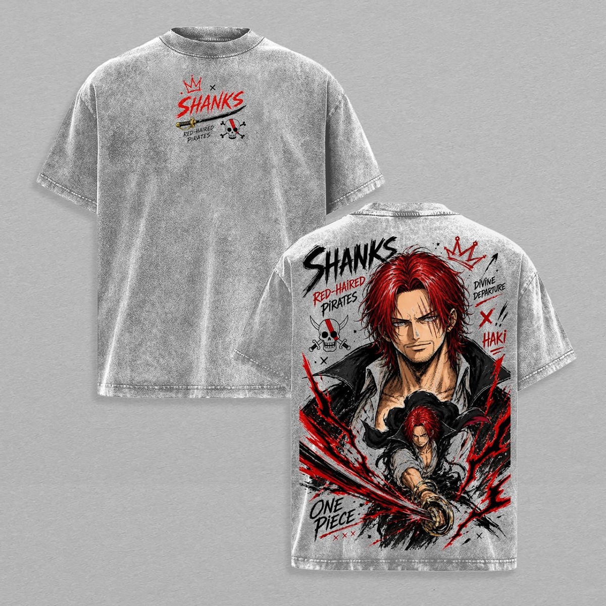 One Piece Anime Shanks Graphic Vintage Washed T-shirt/Crewneck/Hoodie
