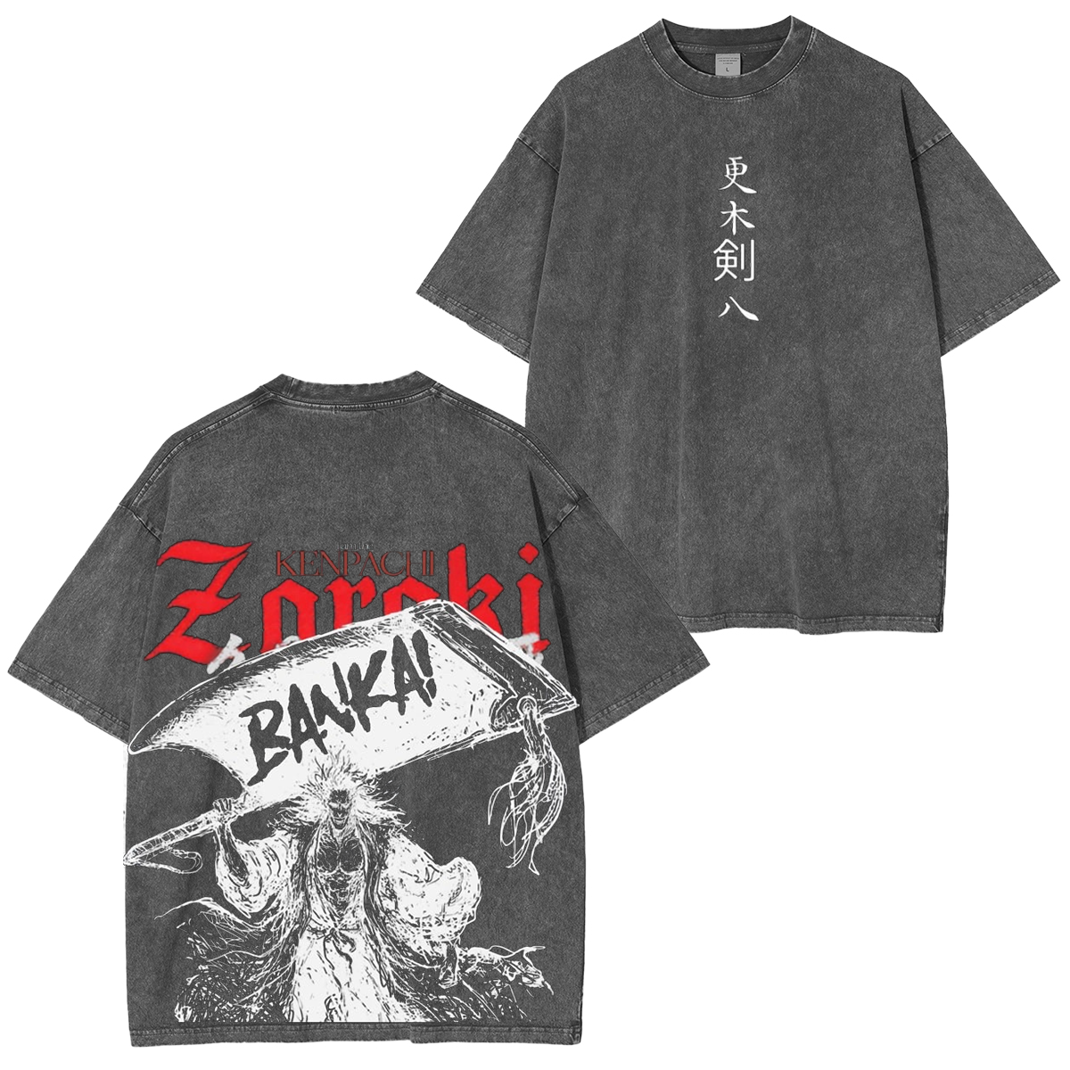 BLEACH Zaraki Kenpachi Anime Washed T-shirt