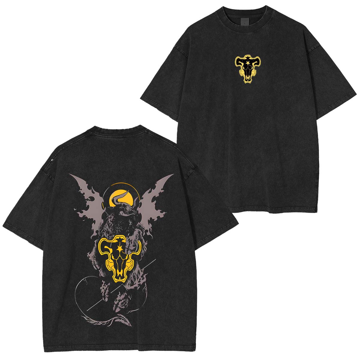 Black Clover Anime Double Printed Vintage Washed Tee