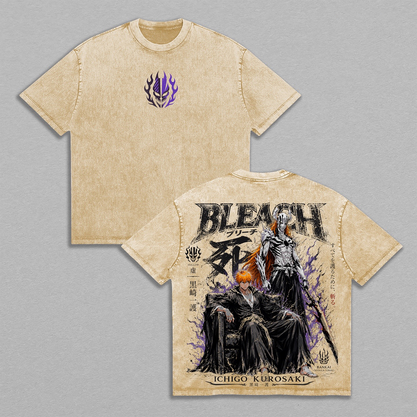 Ichigo Kurosaki Bleach Anime  Unisex Washed T-Shirt