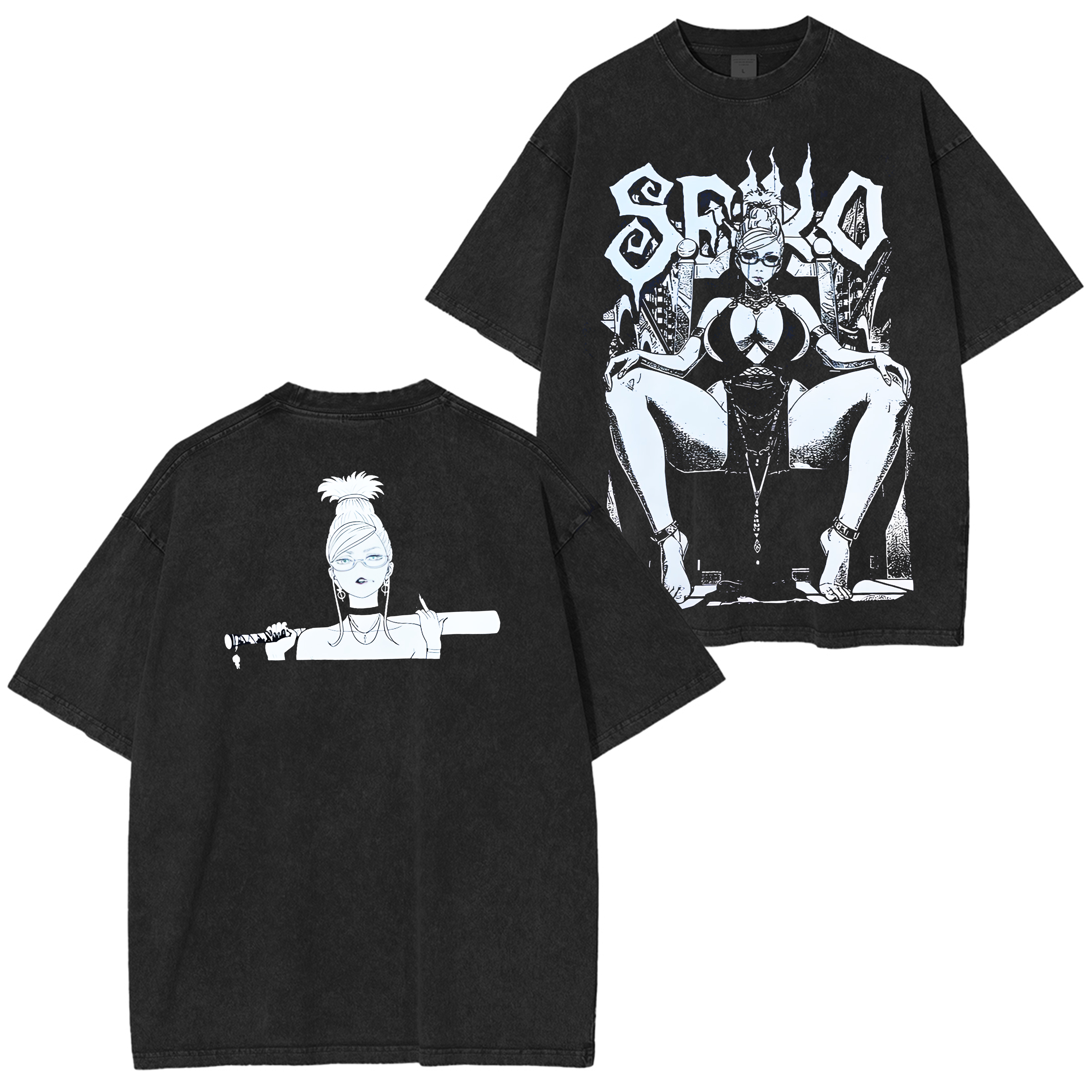 DanDaDan Double Printed Oversize Vintage Washed T-Shirt