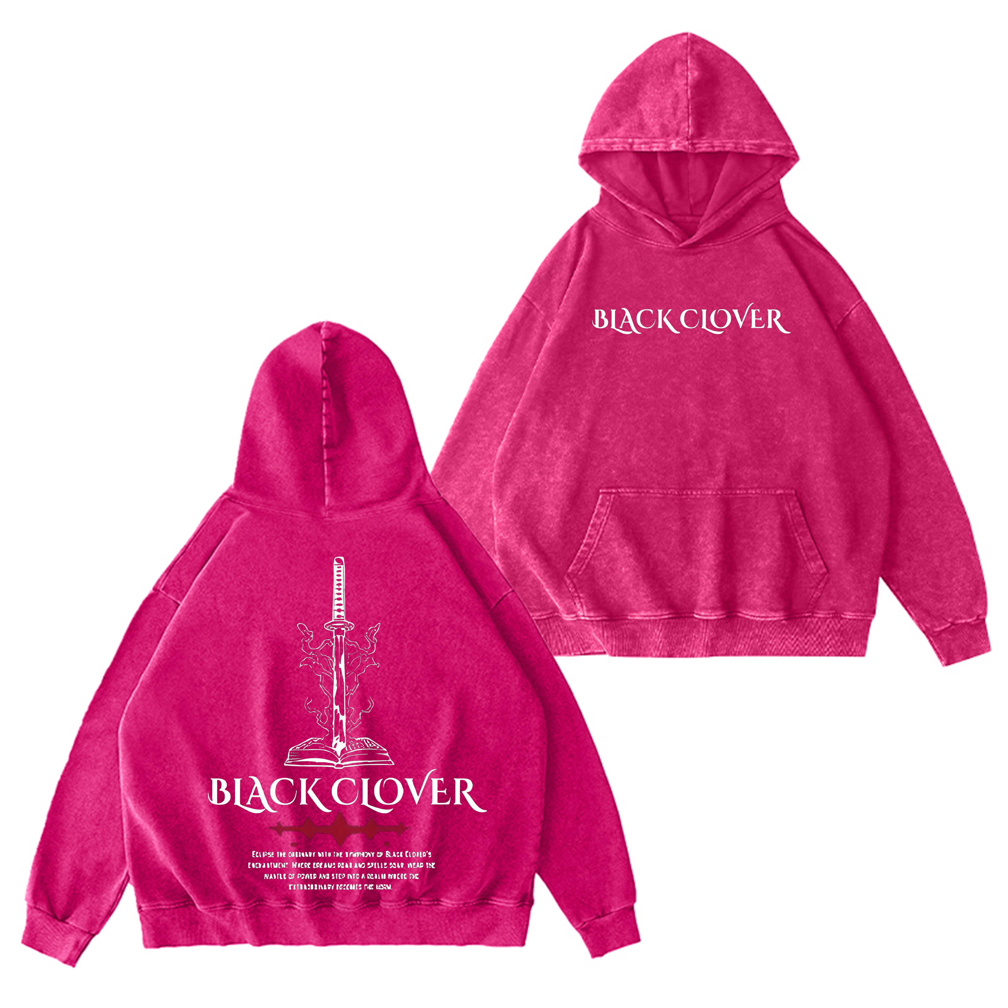 Black Clover Vintage Washed Hooded Sweatshirt