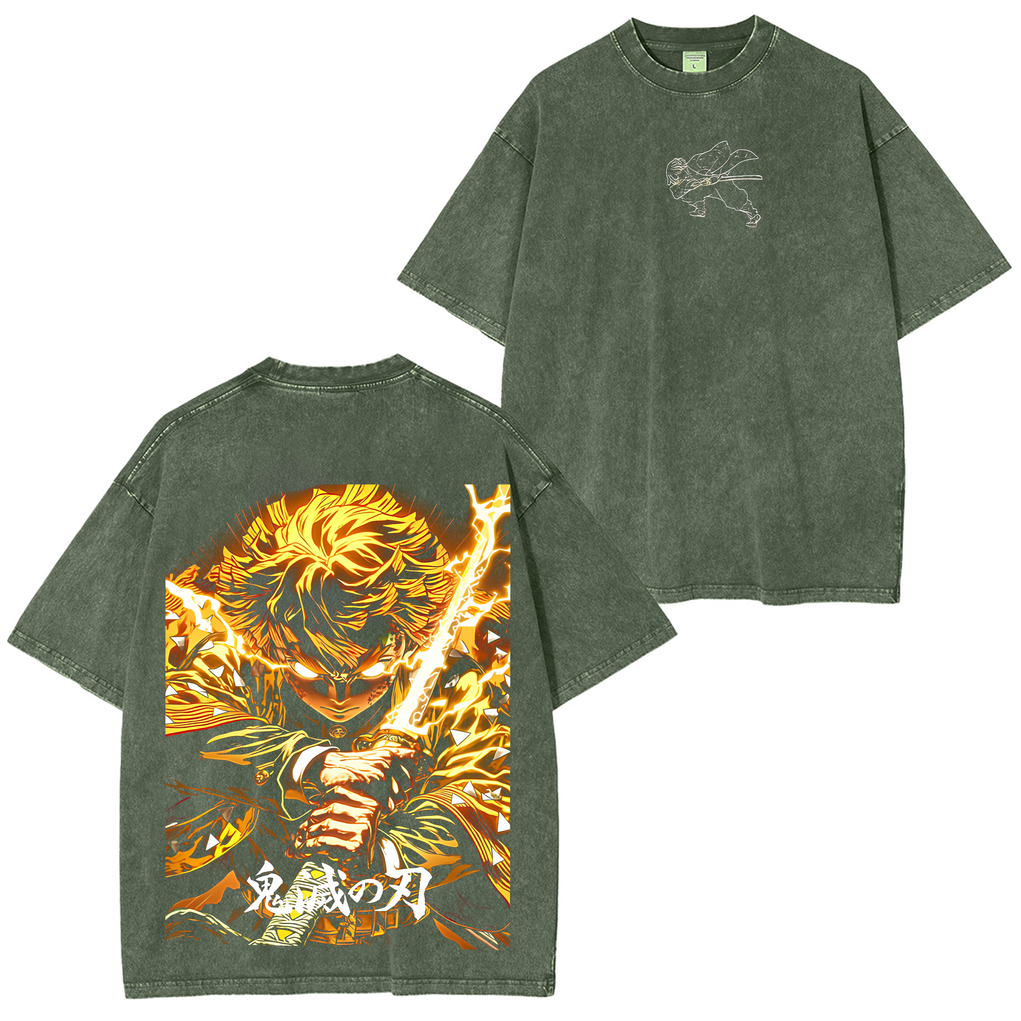 Demon Slayer Zenitsu Agatsuma Anime Unisex Washed T-Shirt