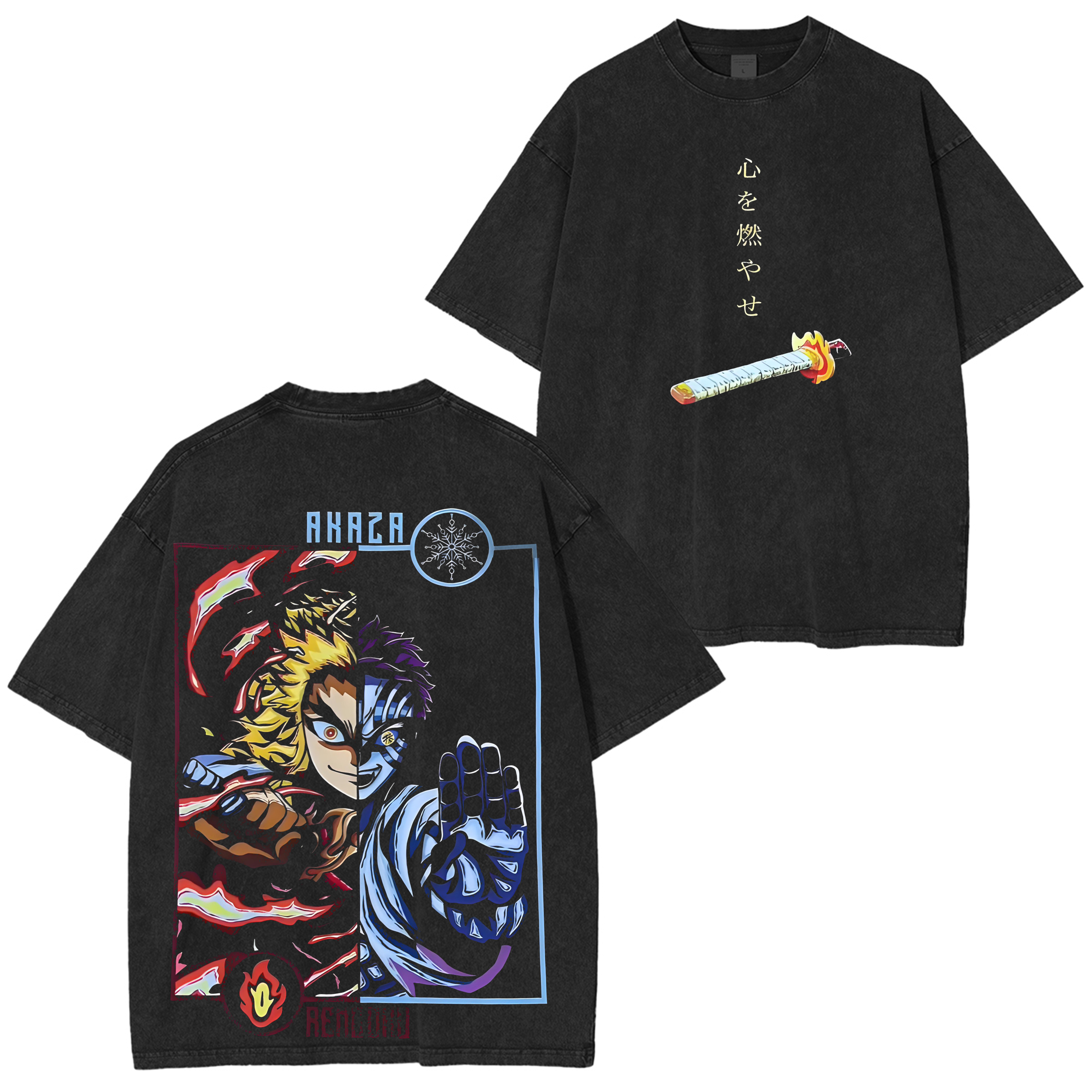 New Rengoku Kyoujurou Akaza Graphic Print Shirt