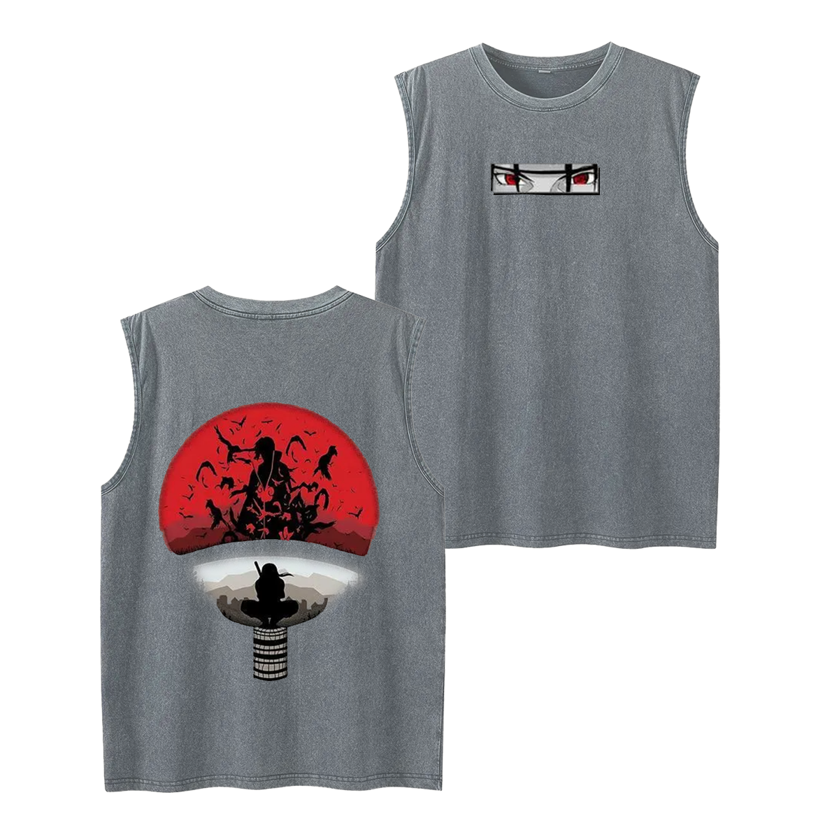Naruto Anime Double Printed Washed Tank Top