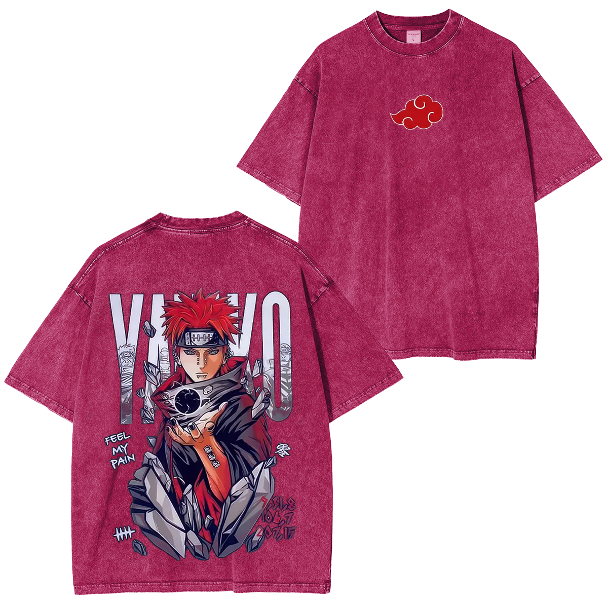 Naruto Feel My Pain Printed Unisex Washed T-