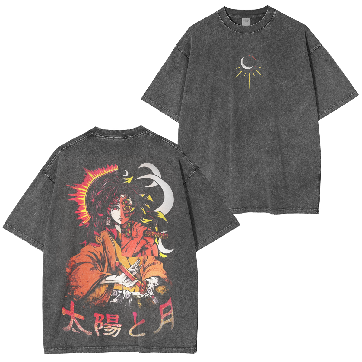 Maglietta Demon Slayer Yoriichi Tsugikuni Hinokami Kagura  Vintage Oversized T-Shirt