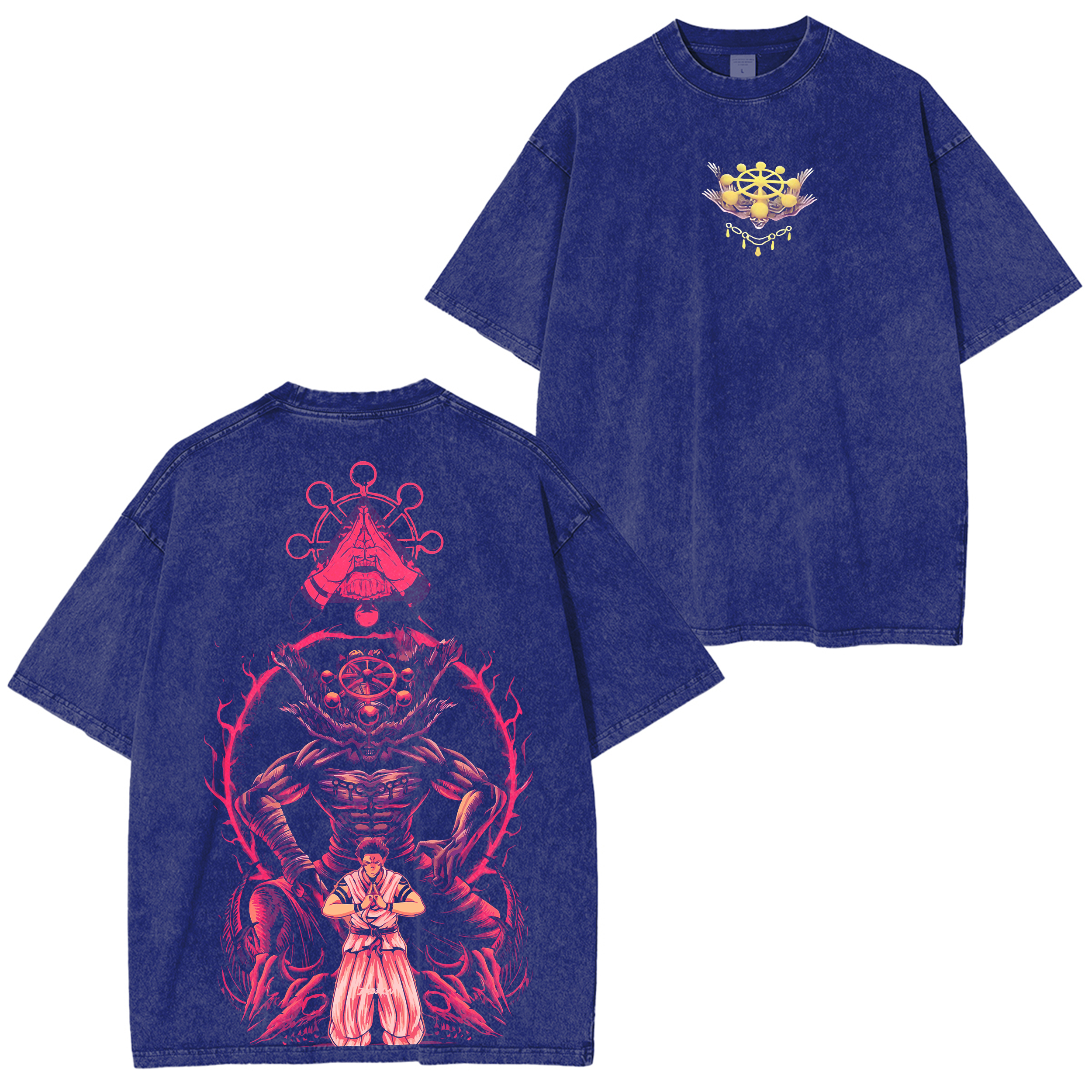 Jujustu Kaisen: Sukune X Mahoraga Anime Unisex Washed T-Shirt
