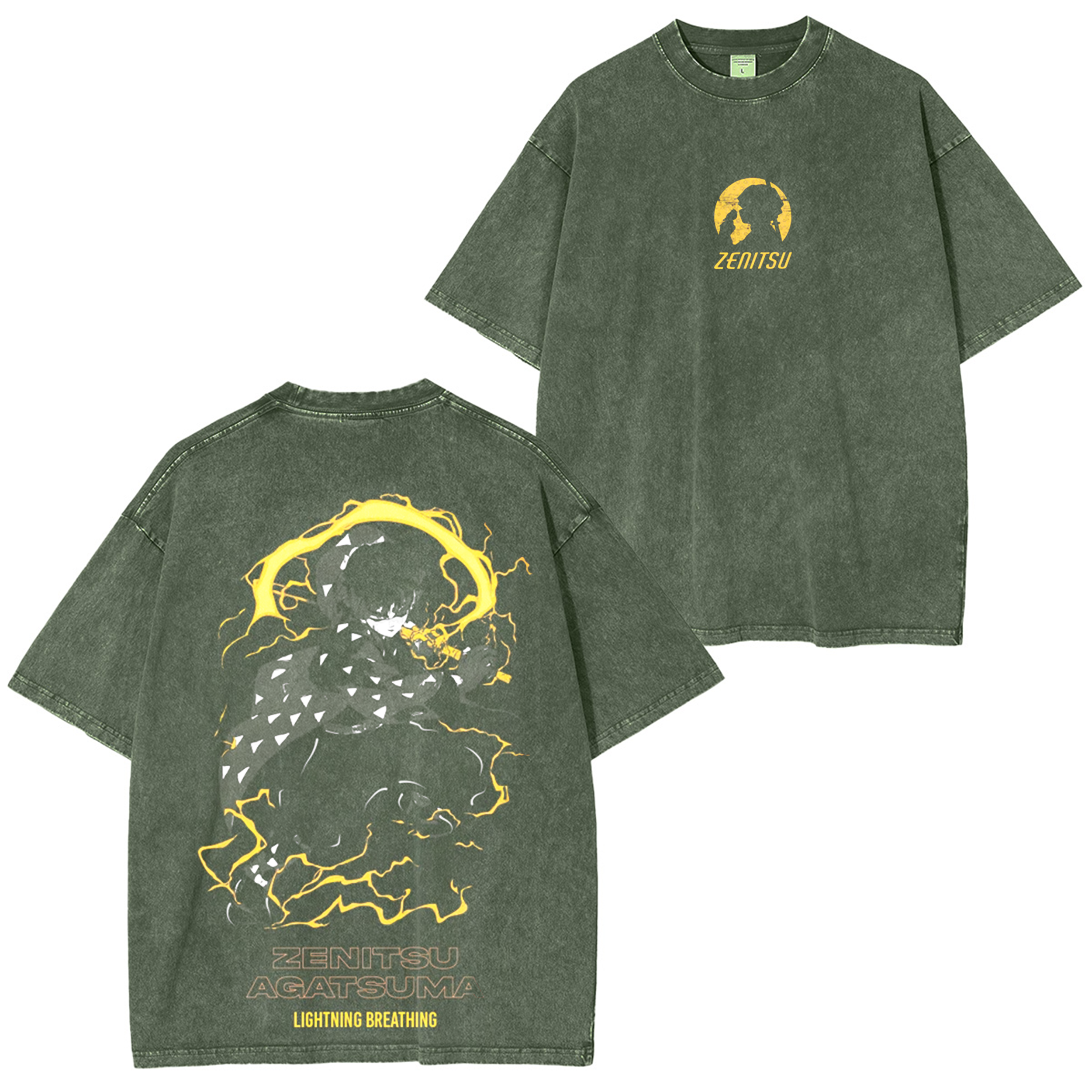 Zenitsu Agatsuma Lightning Breathing – Black Regular Fit T-Shirt