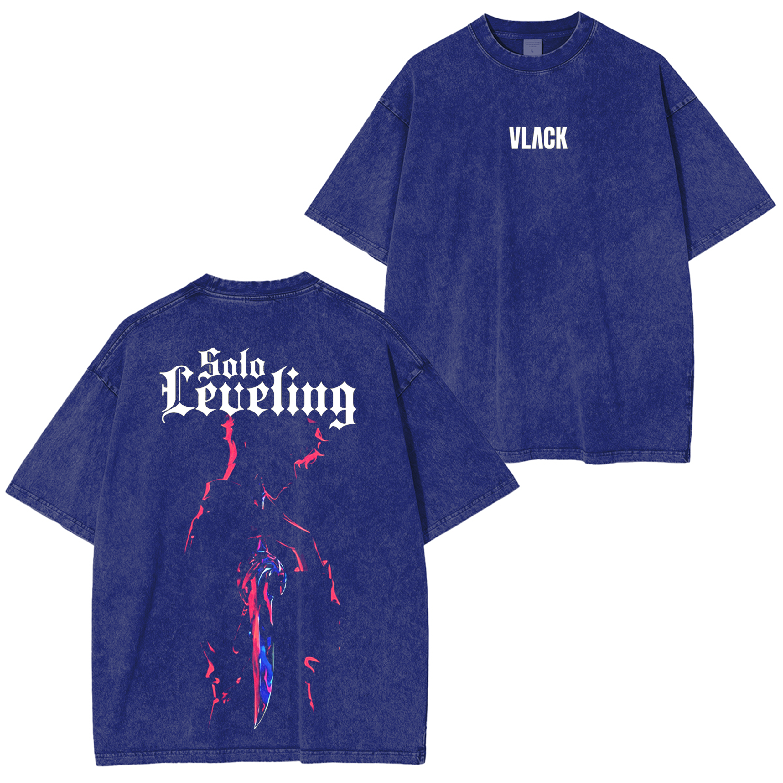 Solo Leveling - Front Puff Print - Black Regular Fit T-Shirt