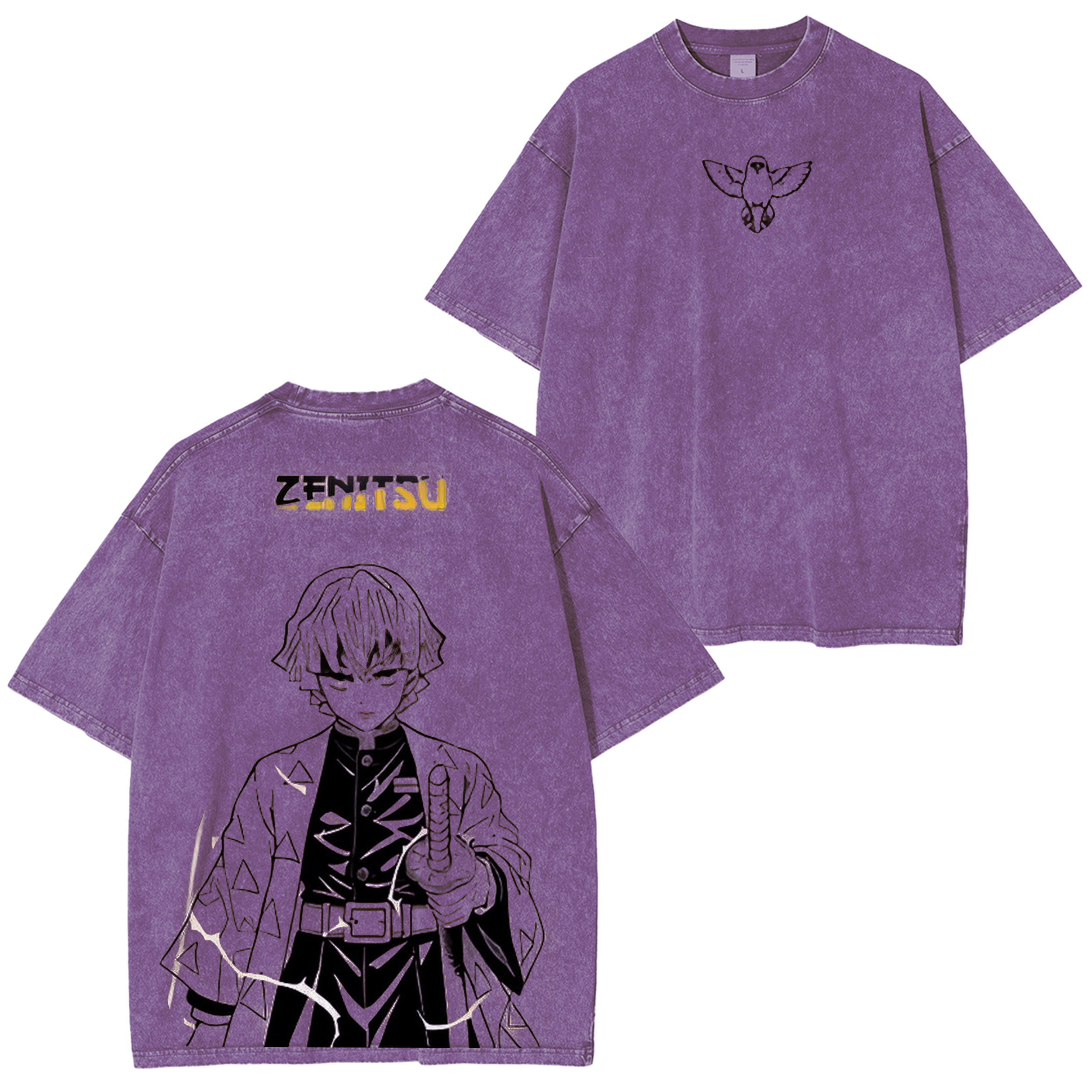 Demon Slayer Zenitsu Anime Unisex Washed T-Shirt