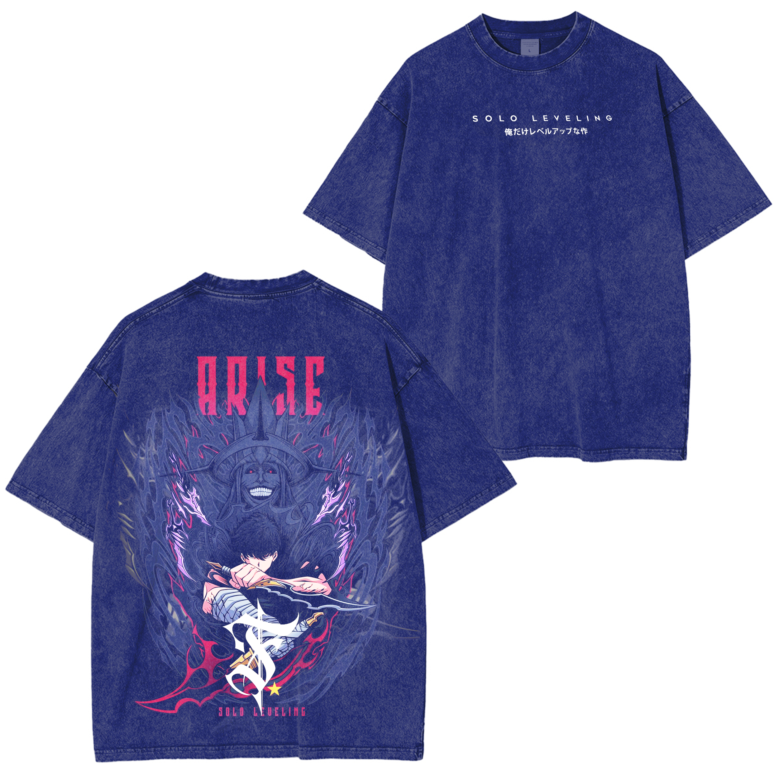 Sung Woo Jin Anime Double Printed Oversize Lightweight Acid Washed Tee