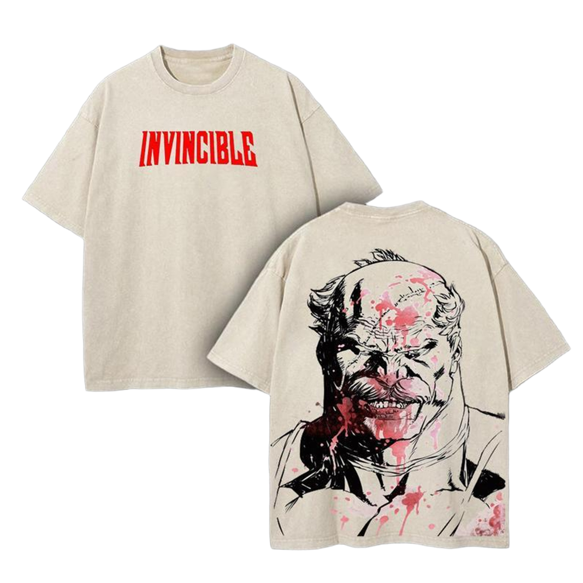 Conquest Invincible Anime Double Printed Vintage Washed Tee