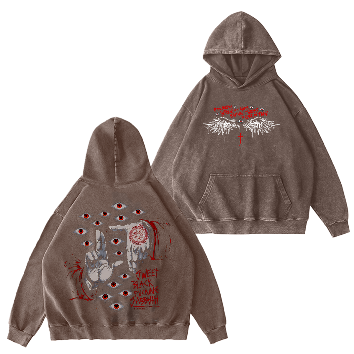 Alucard The Wings Hellsing Retro Vintage Washed Hooded Sweatshirt
