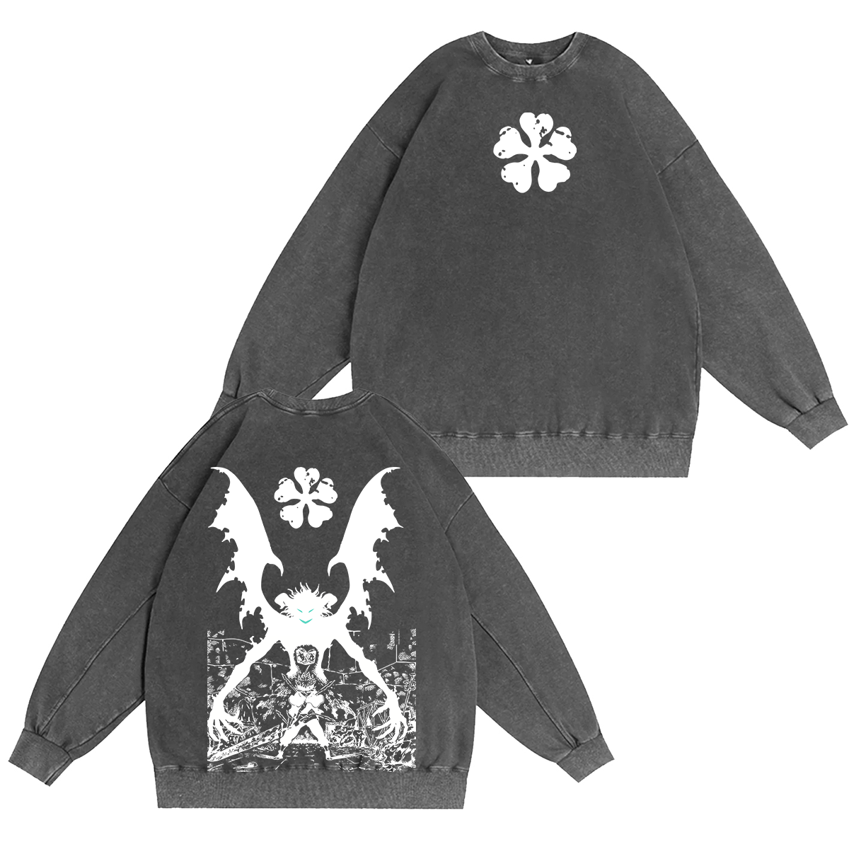 Black Clover Streetwear Inspired Anim Washed T-shirt/Crewneck/Hoodie