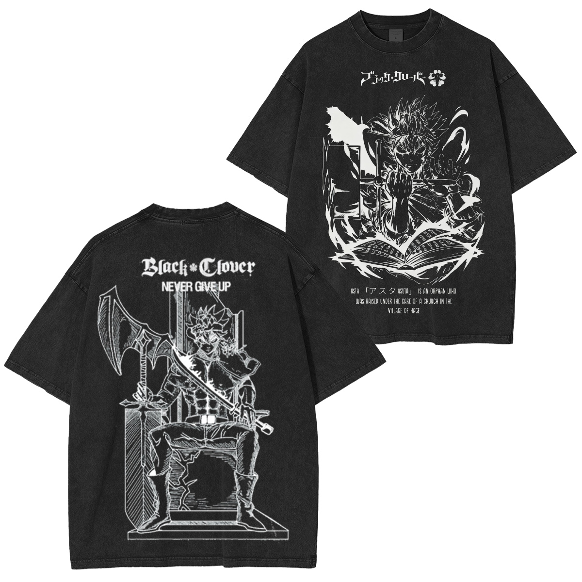 Asta x Black Bulls Black Clover Anime Washed T-shirt/Crewneck/Hoodie