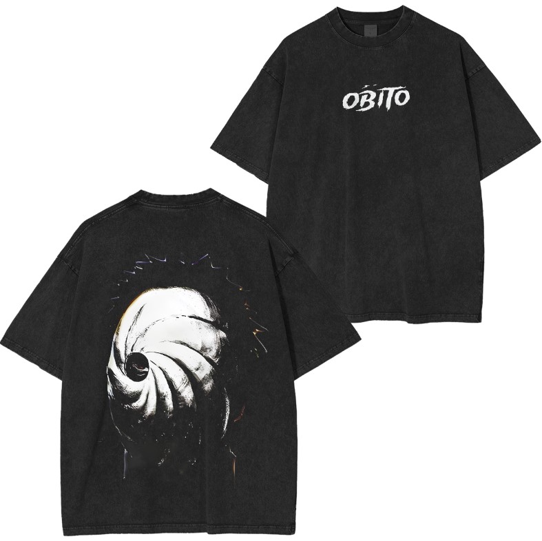Obito - Naruto Anime Double Printed Vintage Washed Tee 