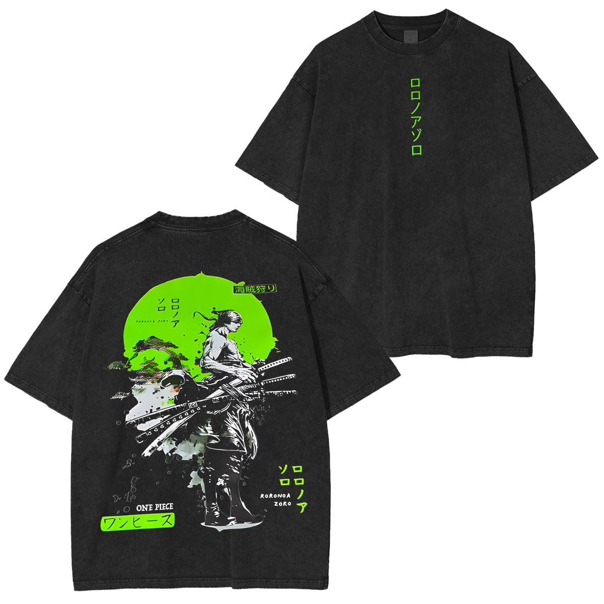 Roronoa Zoro Vintage Oversized Double Sided Anime Graphic T-Shirt