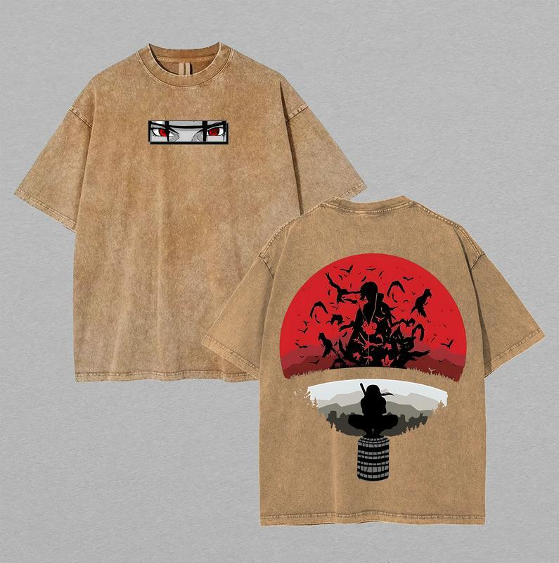 Retro Vintage Limited Uchiha Itachi the Betrayer - Naruto Anime Double Printed Washed Tee Unisex Oversize Anime Manga Lightweight Cotton T-Shirt Anime Fan