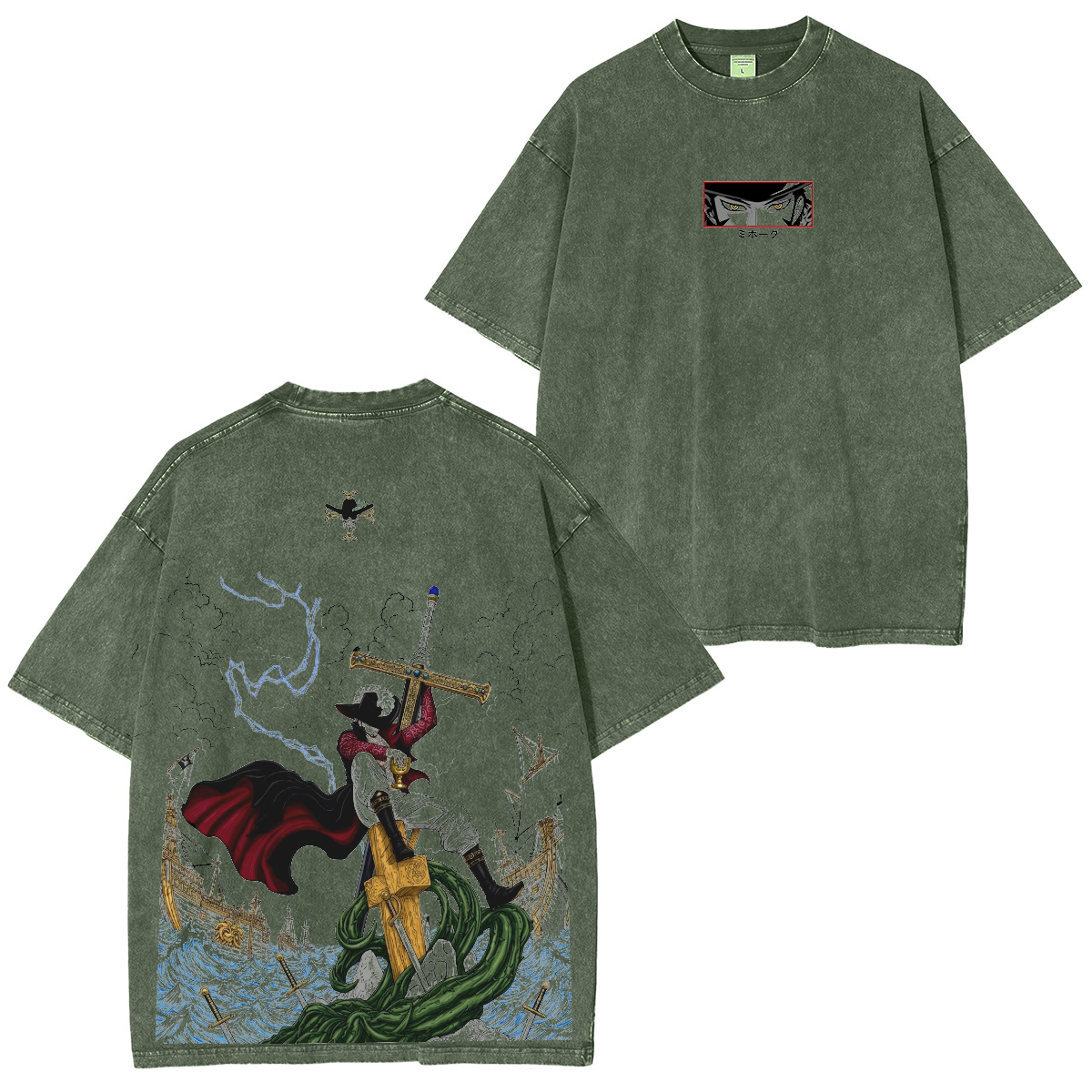 One Piece Dracule Mihawk Vintage washed T-shirt/Crewneck/Hoodie