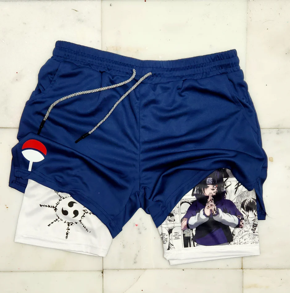 NARUTO × Gym Curse Seal Design Performance Shorts Double Layer