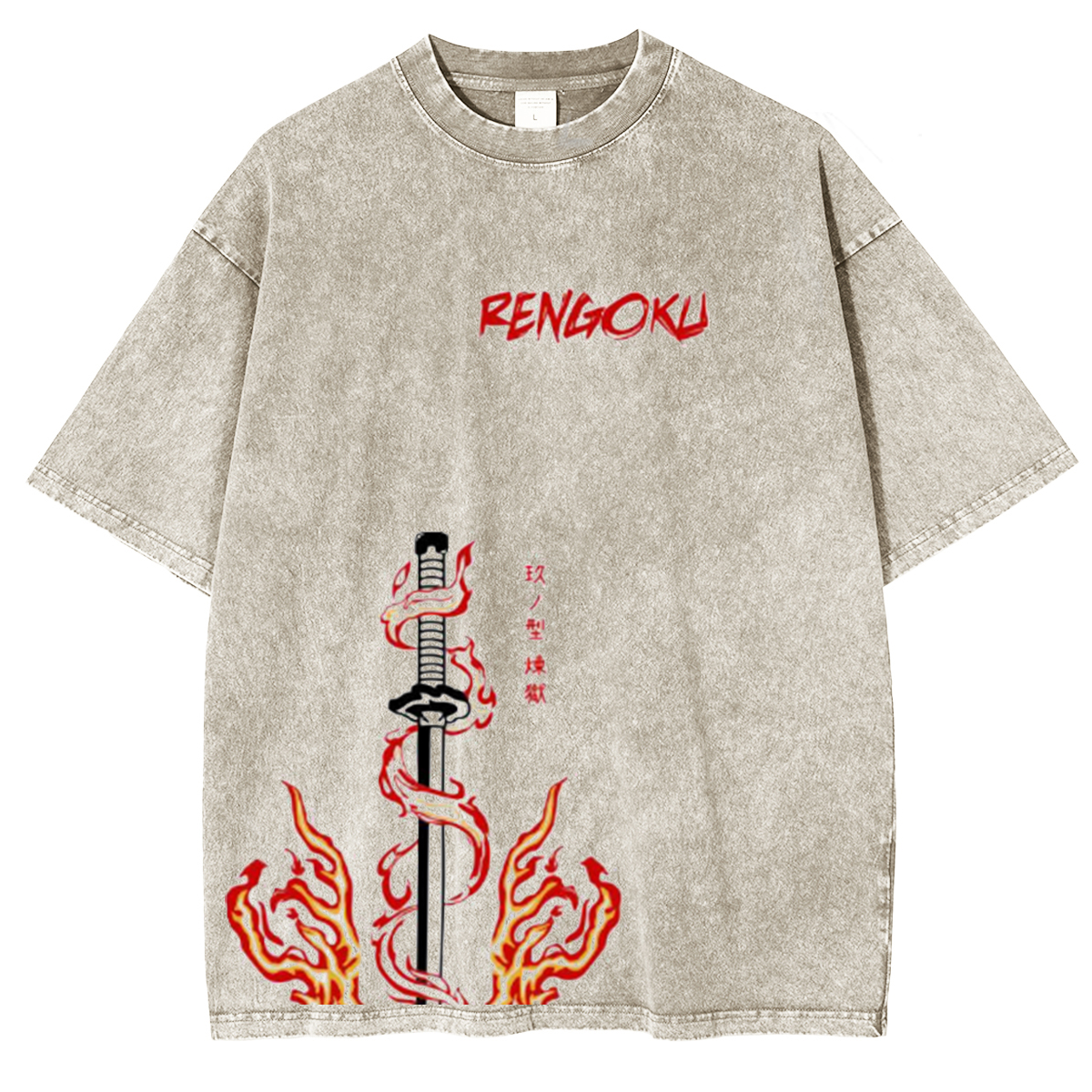 Rengoku Demon Slayer Anime Unisex Washed T-Shirt