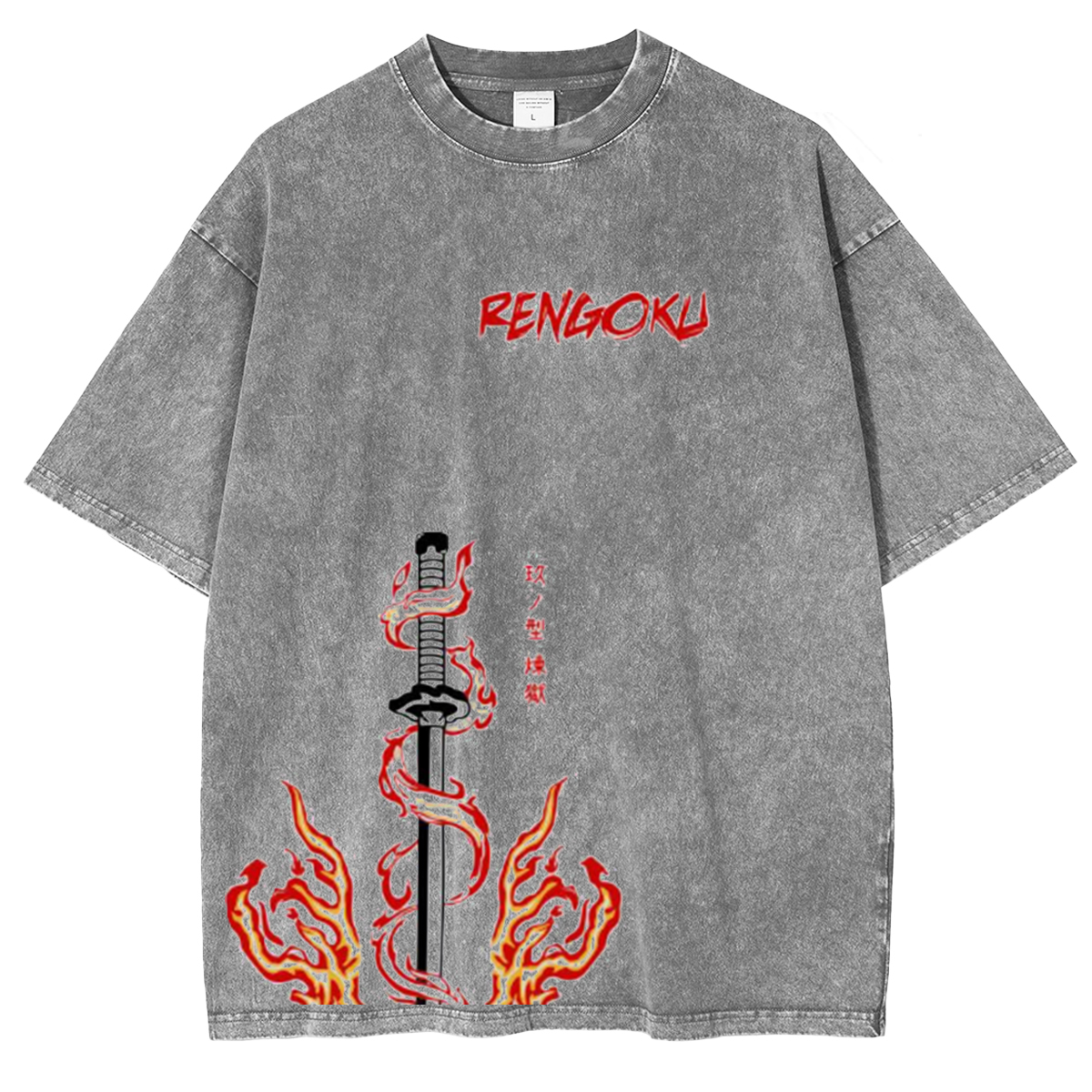 Rengoku Demon Slayer Anime Unisex Washed T-Shirt