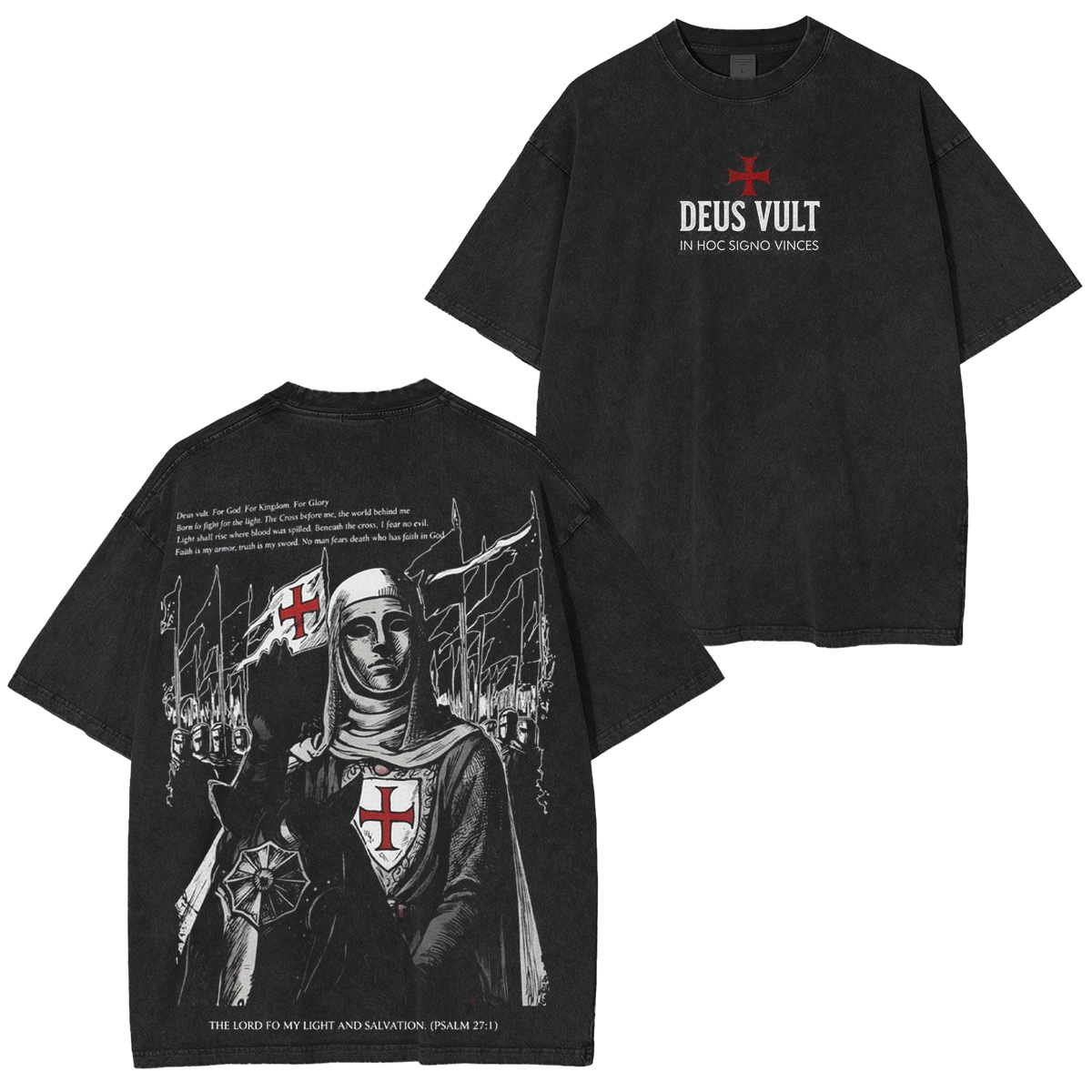 Deus Vult :Crusader Style - Knight Templar Faith Apparel Vintage washed T-shirt/Crewneck/Hoodie