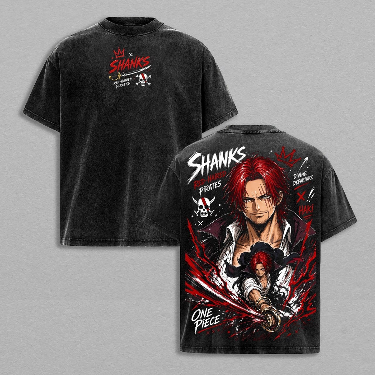 One Piece Anime Shanks Graphic Vintage Washed T-shirt/Crewneck/Hoodie