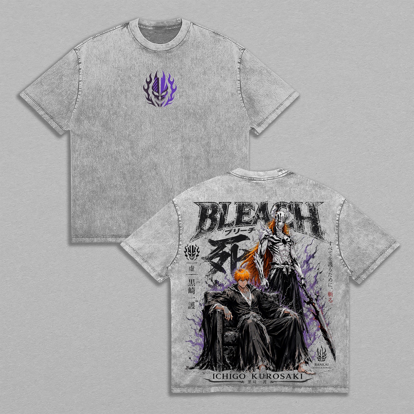 Ichigo Kurosaki Bleach Anime  Unisex Washed T-Shirt