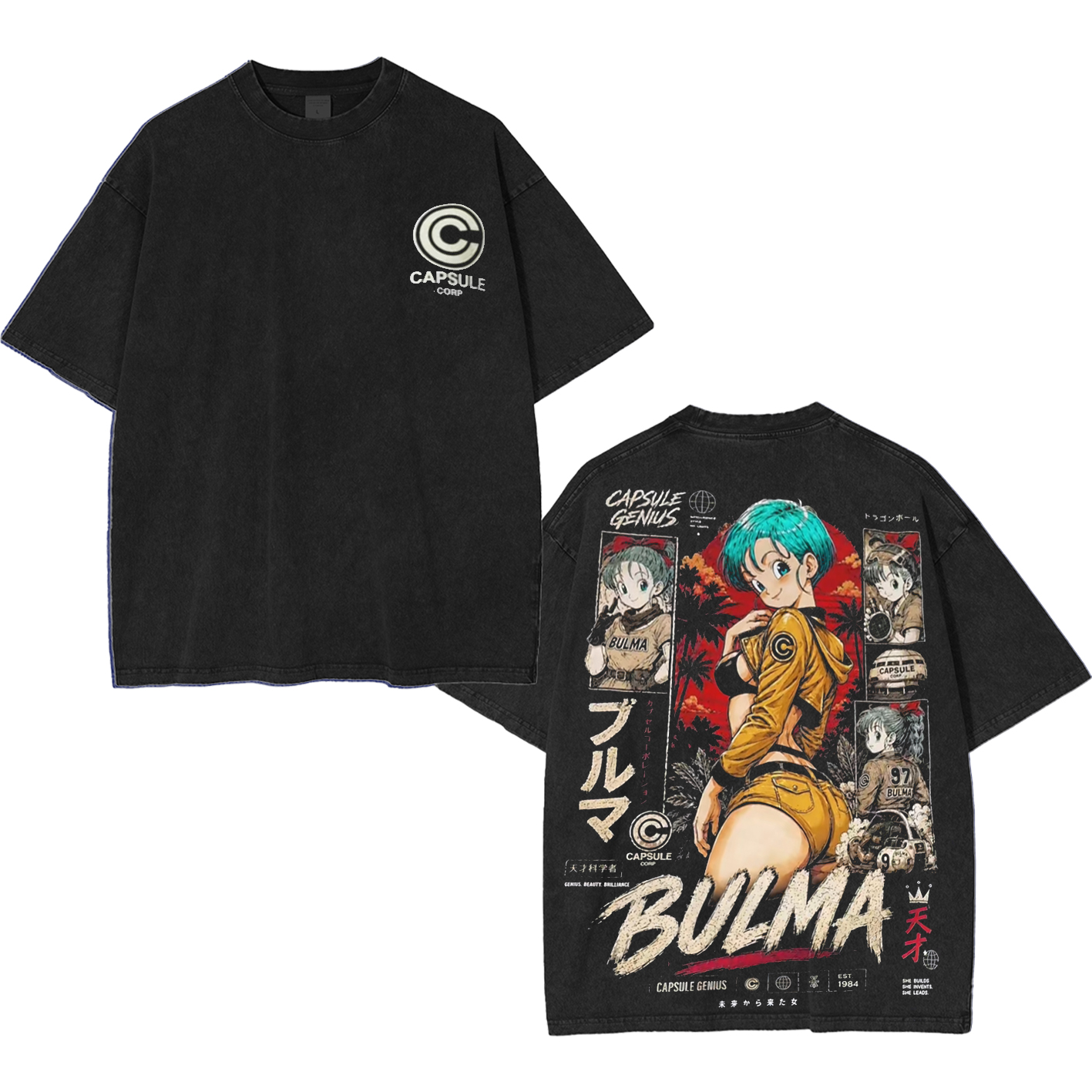 Bulma Dragon Ball Vintage Unisex  Washed T-Shirt
