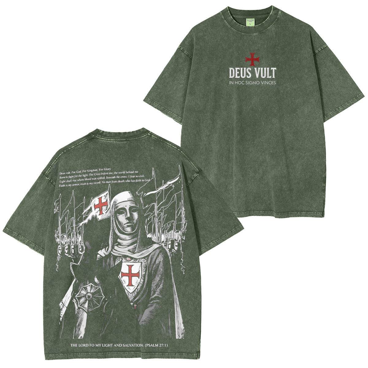 Deus Vult :Crusader Style - Knight Templar Faith Apparel Vintage washed T-shirt/Crewneck/Hoodie