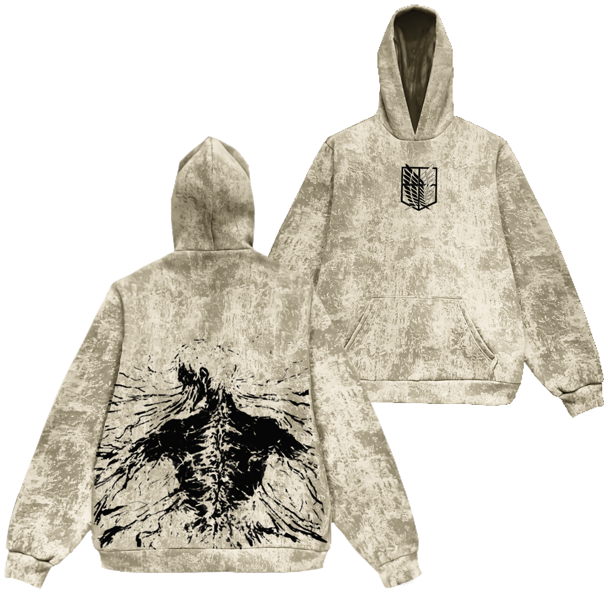 Eren Yeager Inspired Anime Eren Vintage Washed Hooded Sweatshirt