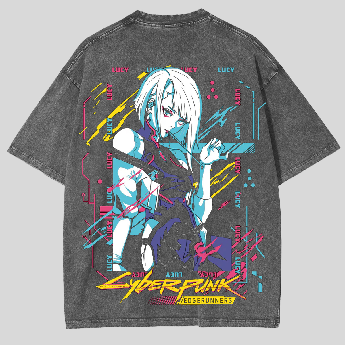 Retro Limited Edgerunners Neoncore Lucy Unisex Acid Washed Lightweight T-Shirt