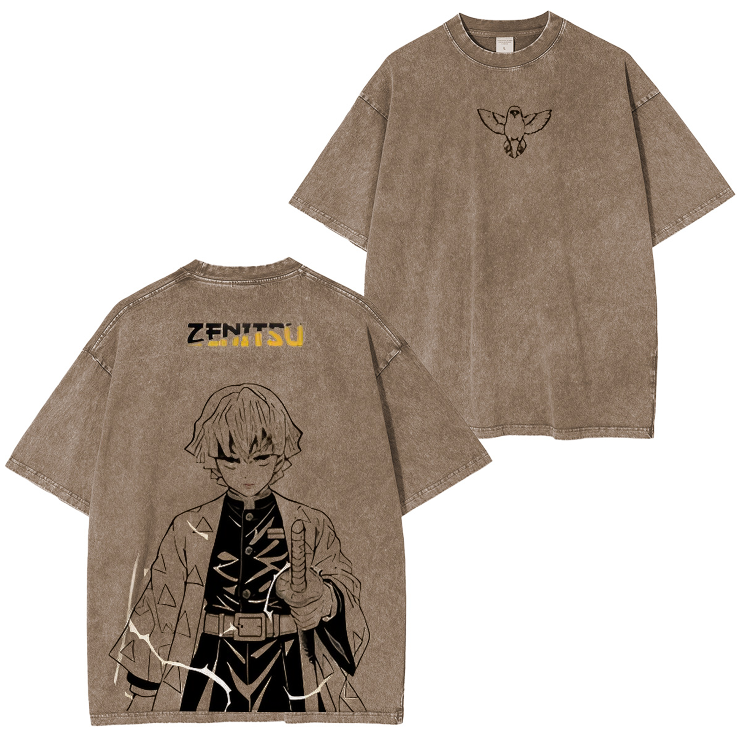Demon Slayer Zenitsu Anime Unisex Washed T-Shirt