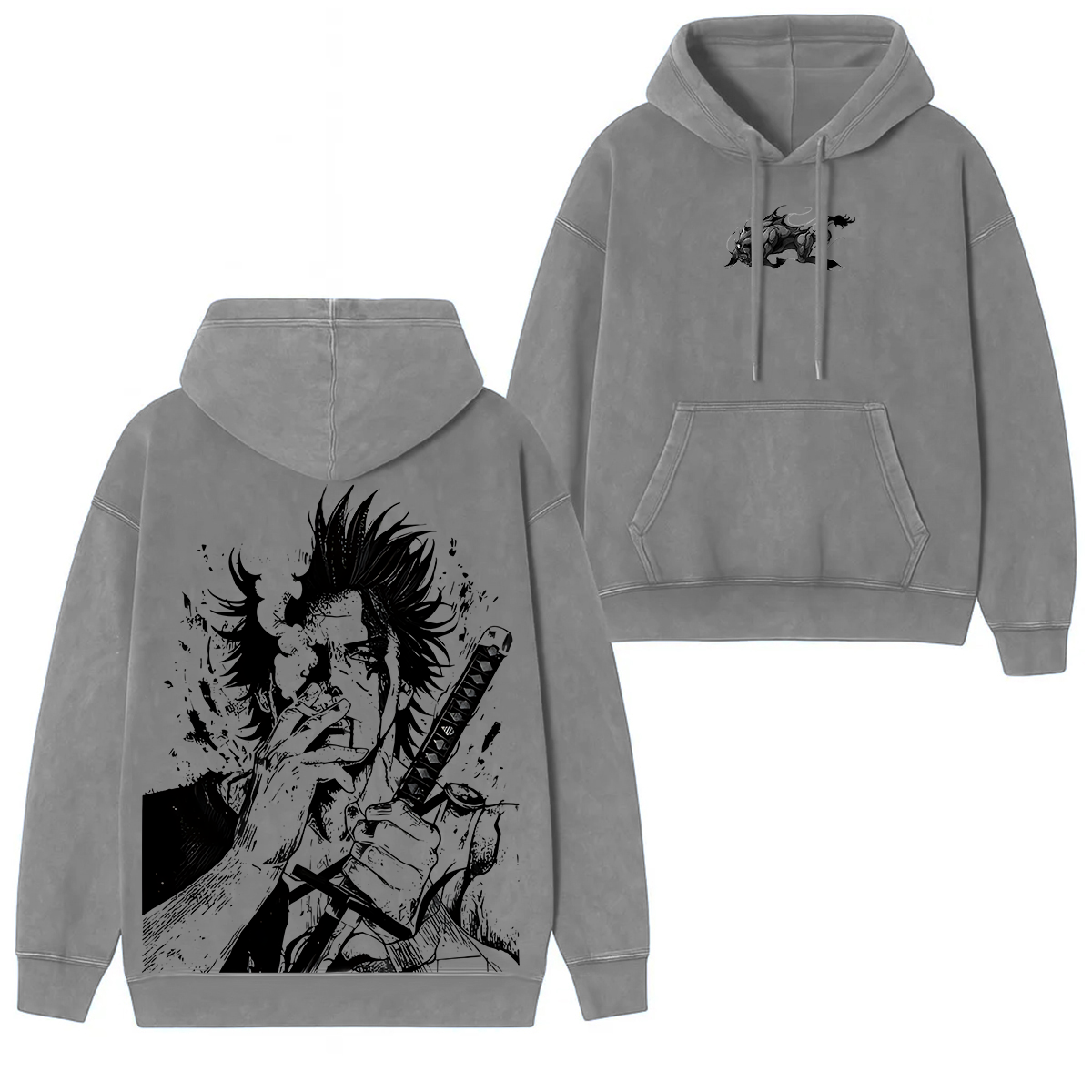 Yami Sukehiro x Black Bulls Black Clover Anime Double Printed Vintage Unisex Hooded Sweatshirt