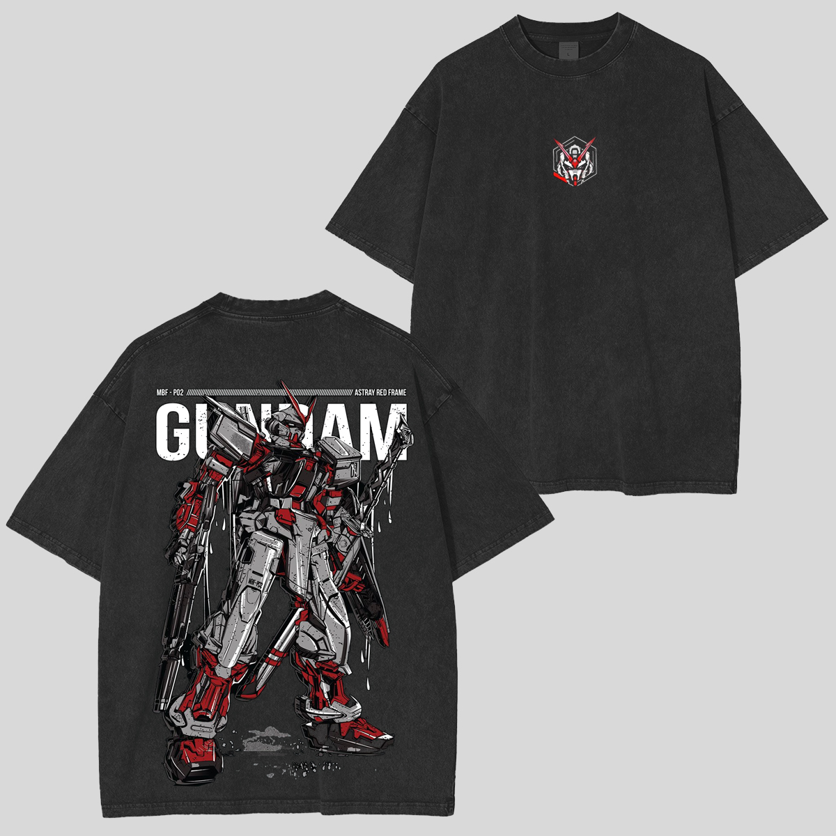 Gundam Astray Red Frame MBF P02 Streetwear Active Vintage Washed Unisex T-Shirt