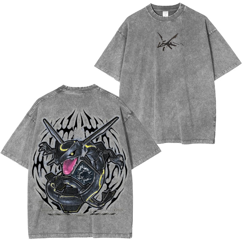 Rayquaza Vintage Oversized T-Shirt – Acid Washed Heavyweight Cotton Anime Tee