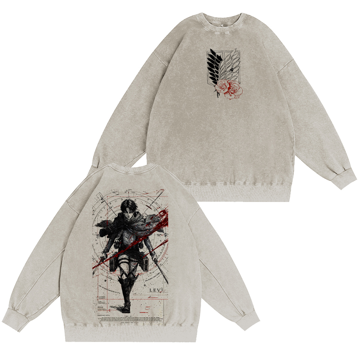 Attack on Titan :Levi Ackerman Vintage washed T-shirt/Crewneck/Hoodie