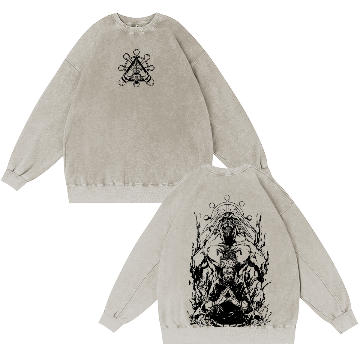 Sukuna & Mahoraga Vintage Washed Crewneck/Hoodie