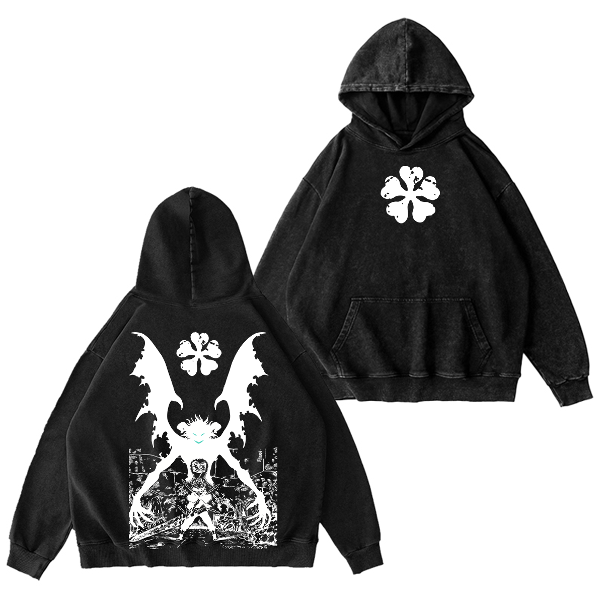 Black Clover Streetwear Inspired Anim Washed T-shirt/Crewneck/Hoodie