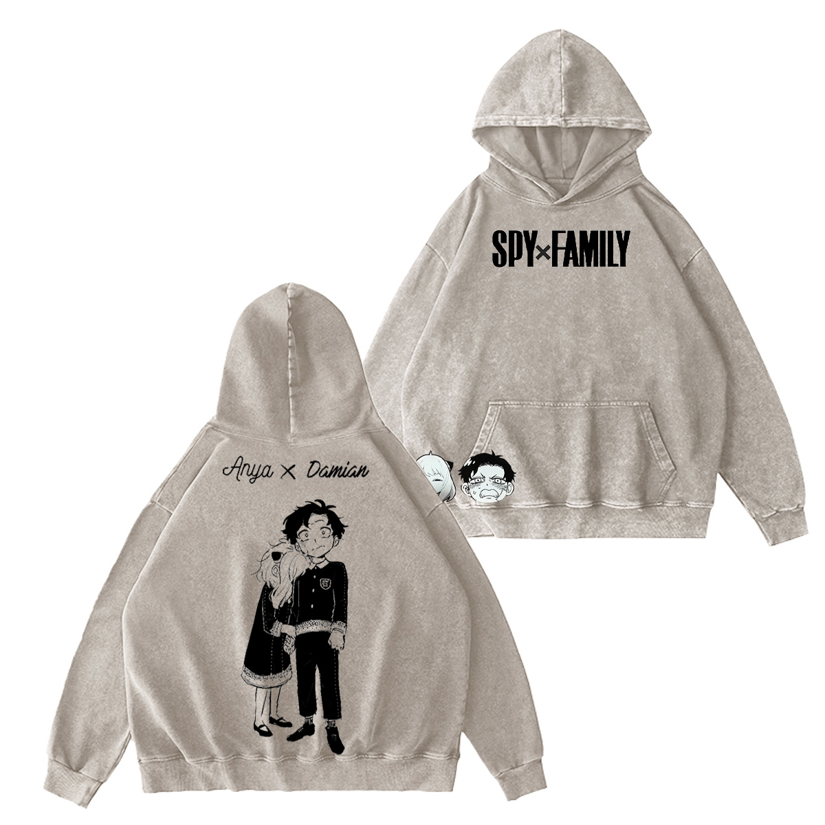 Damian Desmond x Anya Forger Spy �� Family Vintage Washed T-shirt/Crewneck/Hoodie